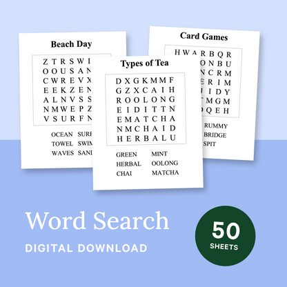 50 Word Search Puzzles | Download & Print